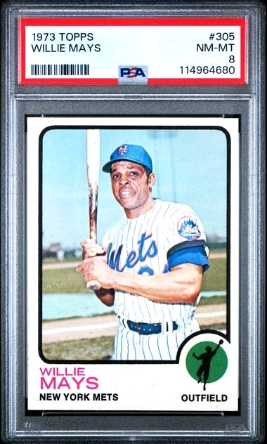 1973 Topps #305 WILLIE MAYS HOF New York Mets PSA 8 NM-MT VERY SHARP CARD!