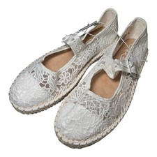 Art Class Kids White Madeline Lace Espadrille Mary Jane Flats Girls Size 4 NWT