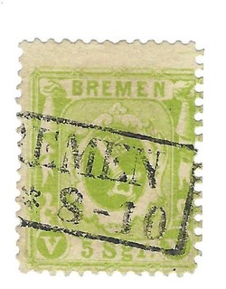 AD Bremen MiNr 15a in guter Erhaltung klarer Stempel saubere Zähnung (106 100)