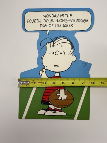 VINTAGE Peanuts Linus Die Cut Monday Football Cut Out - Bild 5 von 5