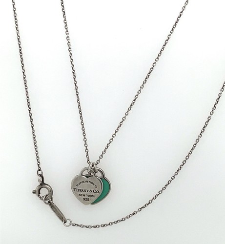Sterling Tiffany & Co. Double Charm Return To Tiffany & Enamel Heart Necklace