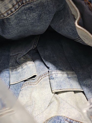 New George Button Front Denim Jean Jacket Light Wash Blue Stretch Mens 3XL - Picture 11 of 14
