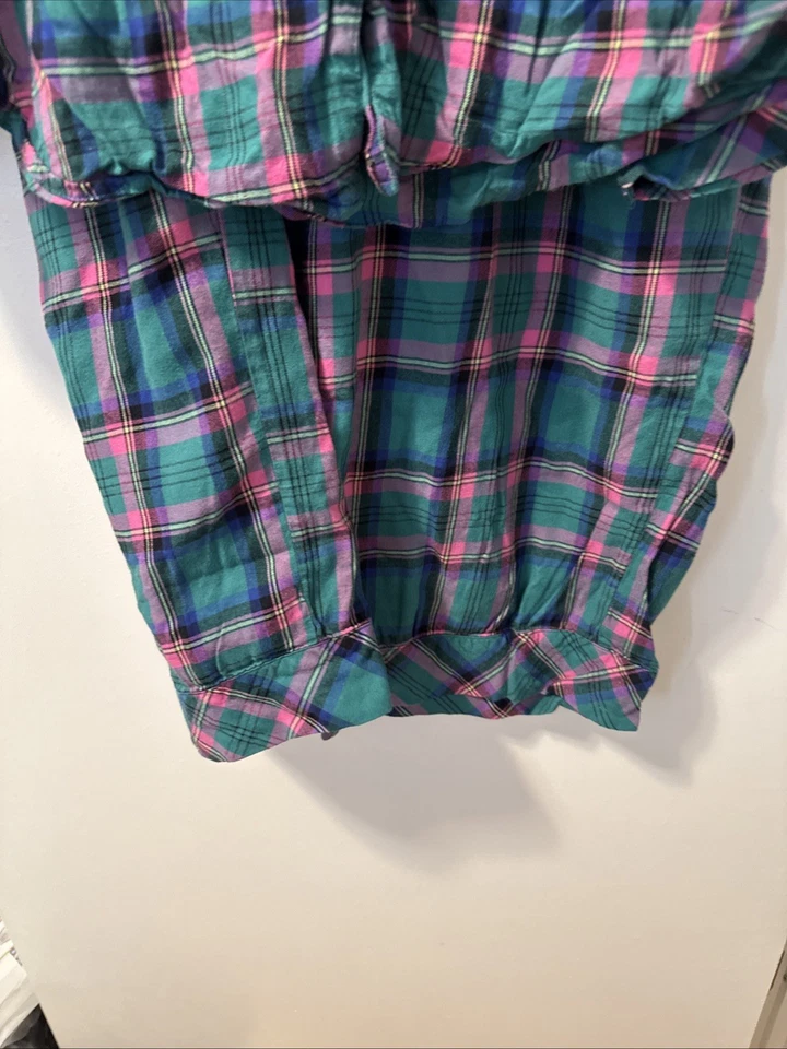 Victoria's Secret Pajama Set Flannel Plaid Pink Green Sleepwear - Image 4 of 4