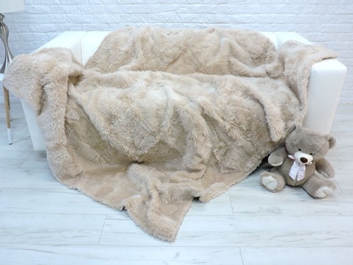 Echtes Lammfell Überwurf; hellbeige große Plüsch Fell Decke, Teppich 345 - Bild 8 von 8