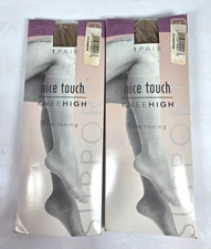 Nice Touch Sheer Knee Highs Support Therapy Size B Sandstone 2 Pair Firm Toning