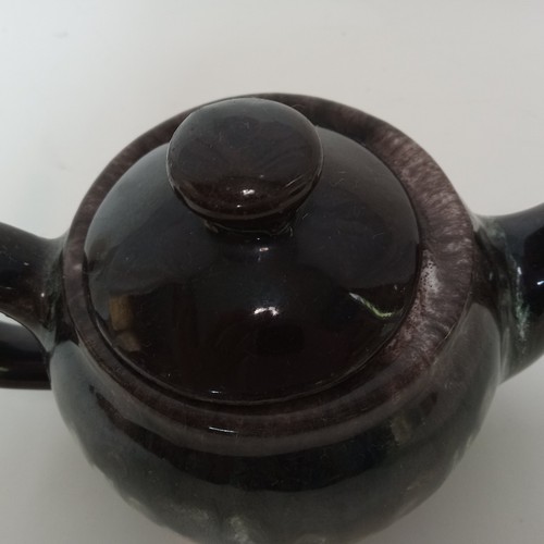 Vintage Royal Canadian Art Pottery Teapot Dripless Dark Brown Glaze One Cup - Picture 6 of 14