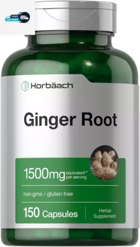 Ginger Root Capsules 1500 Mg | 200 Pills | DNA Tested, Non-Gmo, Gluten Free | Gi