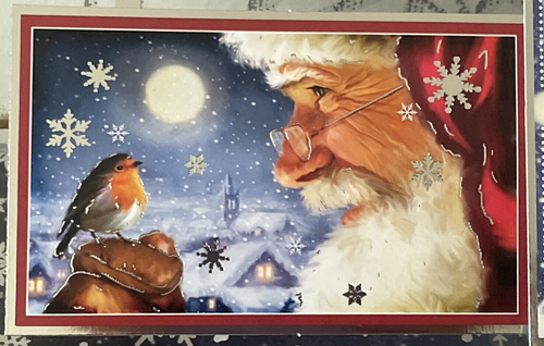 Biglietto Babbo Natale e Cavalletto Pettirosso 7"x5" fatto a mano "Credi nella magia di.." - Foto 2 di 6