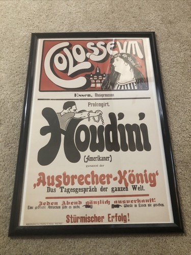 Vintage 1993 Adolph Friedlander Harry Houdini Reproduction Poster Essen Germany - Picture 1 of 8