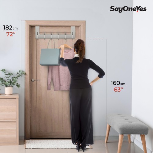 2 Pcs Over the Door 6 Hooks Coat Towel Clothe Bag Hanger Rack Bathroom Organizer - Picture 7 of 7