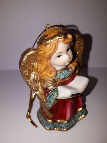 Cloche de Noël céramique figurine dange dispositif suspendu collections 8 cm de haut vintage shabby
