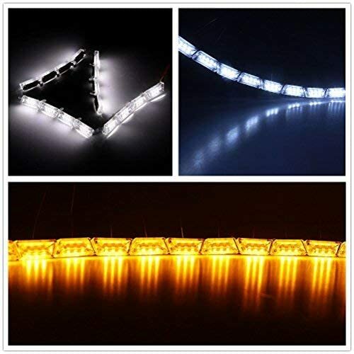 16LED Amber&White Switchback Car Flexible Strip Light DRL Sequential Turn Signal - Picture 4 of 8