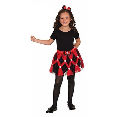 Child's Sassy Pirate Tutu with Skulls and Headband Halloween or Play Costume - 第 1/4 張圖片