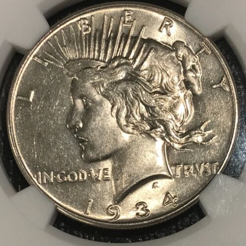 NGC AU58 1934 P PEACE SILVER DOLLAR COIN-OCT222 - Picture 4 of 5