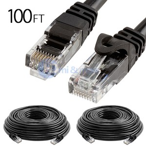 2x-100FT-CAT6-Cable-Ethernet-Lan-Network-CAT-6-RJ45-Patch-Cord-Internet-Black