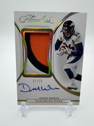 DeMarcus Ware # 17 /25 ON CARD AUTO 2022 Panini Flawless 3 Color Patch Broncos