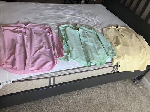 Polo Ralph Lauren Mens Sz 20 & M Dress Shirt Cotton, Pink, Yellow & Mint LOT 3 - Picture 2 of 9