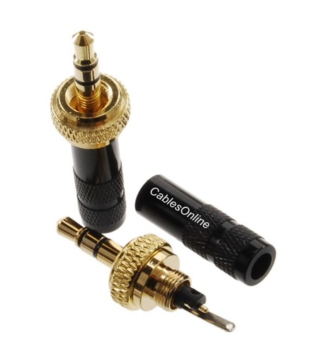 4-Pack 3.5mm (1/8") Stereo Thread Locking Gold Male Connectors for Sennheiser - Zdjęcie 3 z 4