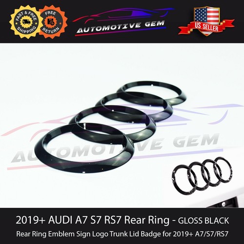 AUDI A7 Trunk Ring Emblem GLOSS BLACK Rear Lid Hatch Logo Badge 2019+ S7 RS7 - Bild 2 von 3