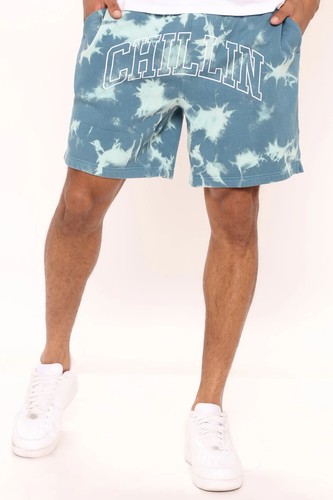 Fashio Nova Pantaloncini Uomo Tyson Bleached Art Taglia M - Blu - Foto 2 di 7