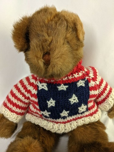 Ty Brown Baby Bear Plush 1992 Patriotic Sweater 11" Stuffed Animal Toy - Picture 2 of 10