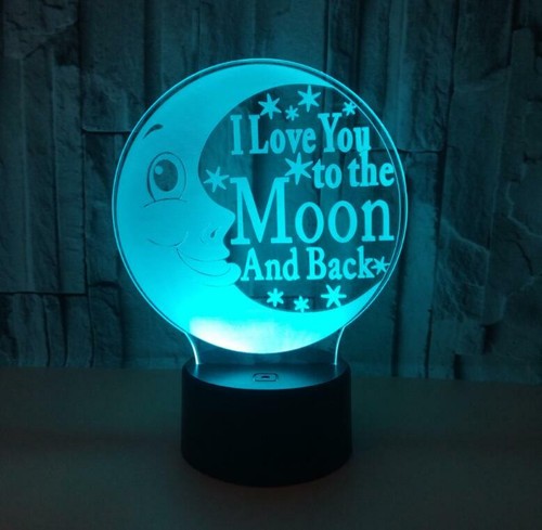 3D LED Bedroom Creative Moon 7 Color Acrylic Changing Touch Button Night Light - Bild 2 von 8