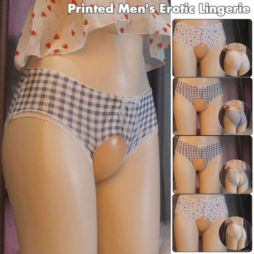 Mutandine uomo erotiche nascondiglio gaff perizoma T schiena plaid silicone punta cammello intimo - Foto 2 di 22