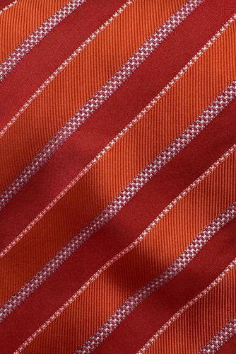 HUGO BOSS Men's 100% Silk Necktie ITALY Designer Striped Orange/ Red EUC - Picture 2 of 6