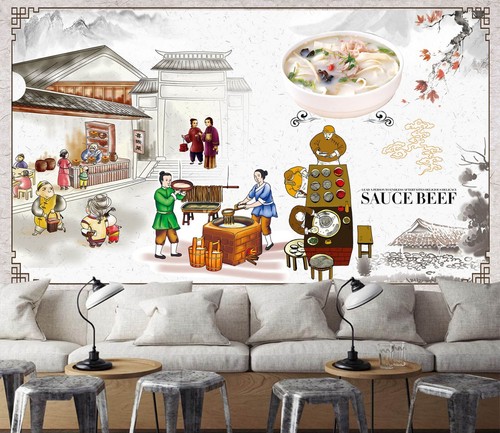 3D Street Food 6765 Wallpaper Mural Wall Print Wall Wallpaper Murals US Coco - Picture 1 of 11