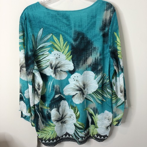 JM Collection NWT Women's Floral Embellished Wide Sleeve Blouse Size 3X - Picture 8 of 8