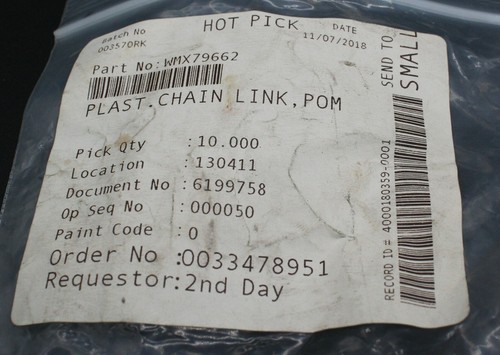 Ten (10) GOSS International WMX79662 Link Plastic Chain POM White WMX.79662 NEW - Picture 2 of 9