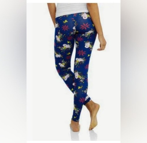 Peanuts Snoopy & Woodstock Christmas Leggings Blue Women's Junior's Size Small - Picture 5 of 10