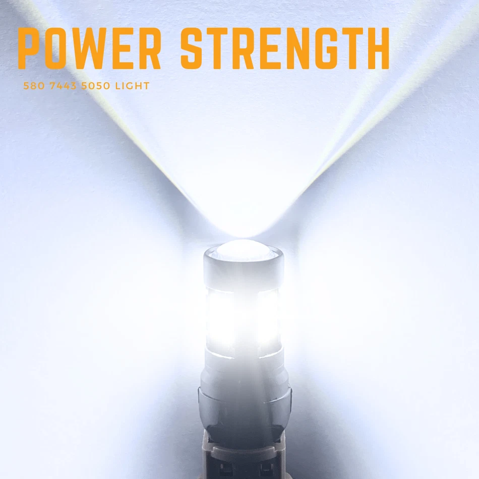 T20 580 Led DRL Side Light Xenon White Smd Canbus Reverse W21/5w 7443 Bulbs 2x  - Image 2 of 4