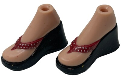 Vintage Bratz Style It Jade Red Flip Flop Wedge Sandals Platform