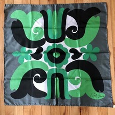 Vintage 1960's Ponte Tresa Scarf Trevira Italy MCM Green Retro