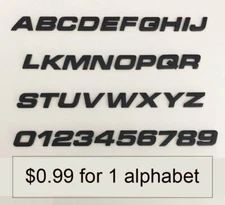 1 alphabet black Individual Letter 3D Emblem Badge Number name word text DIY
