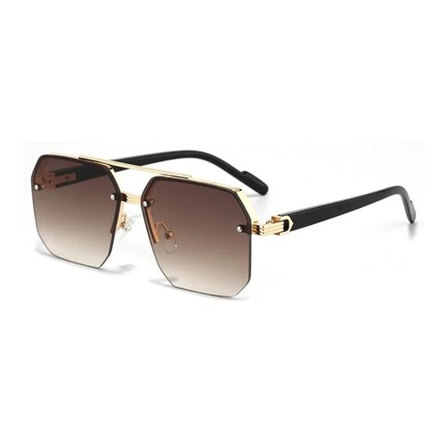 Oversize Retro Double Bridges Polygon Square Metal Men Sunglasses - Picture 16 of 16