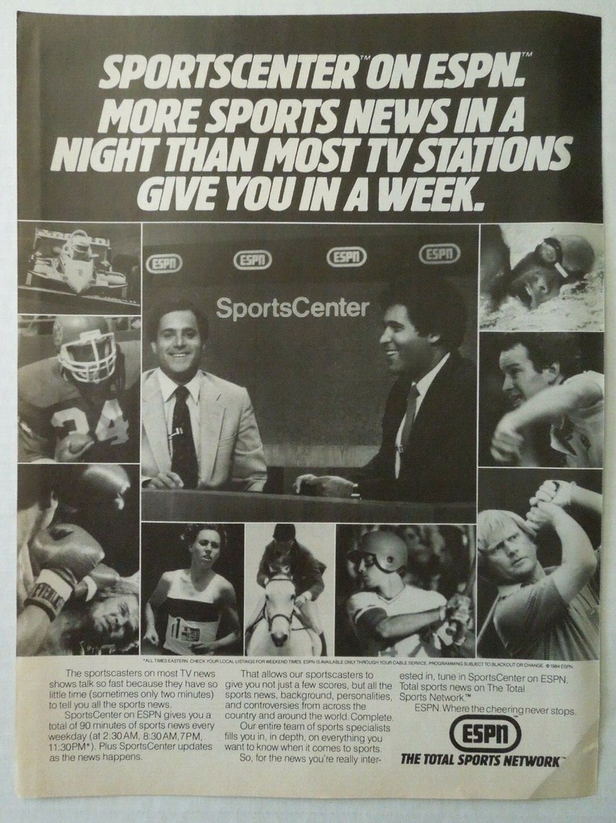 1984 ESPN SPORTS CENTER The Total Sports Network - MAGAZINE AD | eBay