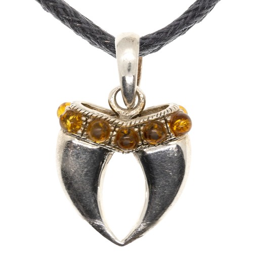 Colgante De Garra/Diente De Ámbar De Plata Esterlina 925 Biker Gótico - Imagen 4 de 4