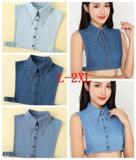 Demin Fake Collar Detachable Dickey Collars Half Shirts Blouse Collar Top L-2XL