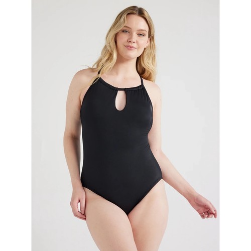 Time and Tru Women’s Plus 1X 16W-18W Keyhole Black One Piece Adjustable Swimsuit - Picture 2 of 15