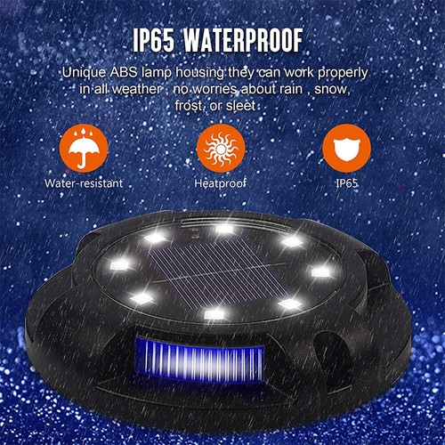 8 LED Solarleuchten Erdgeschoss Terrasse Außen Gartenweg Scheibenlampe USA - Bild 11 von 12