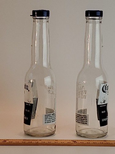 Corona Extra Cerveza 6" Glass Bottle Salt and Pepper Shakers Set of 2 EUC - Picture 3 of 12