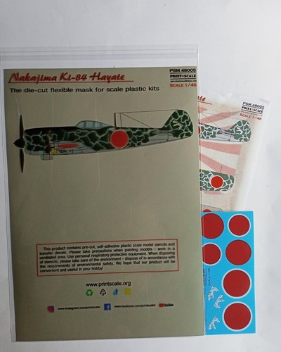 Nakajima Ki-84 "Hayate" Paint Masks+Decal for airplane 1:48 Print Scale PSM48005 - Picture 4 of 4