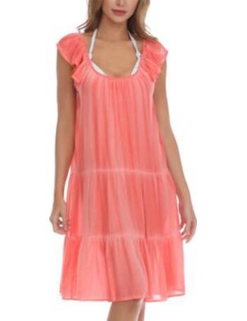 Raviya CORAL Plus Size Pigment-Wash Off-the-Shoulder Dress Swim Cover-up, US 2X - Picture 2 of 2