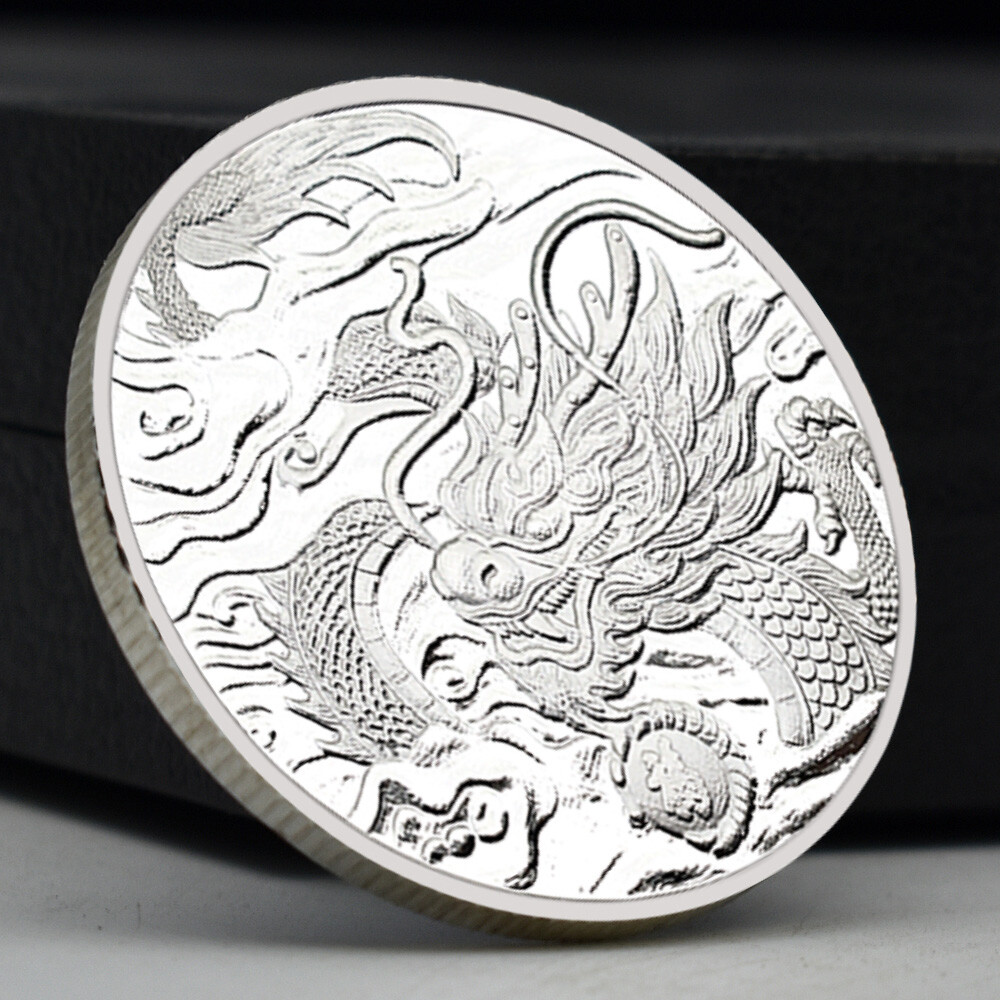 Chinese 12 Zodiac Silver Plated Coin Mythical Animal Dragon