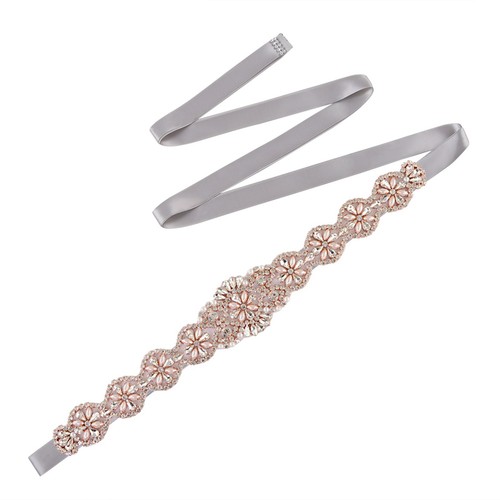 Bridal Belt for Women Wedding Dress Ribbon Belt Bride Crystal Rhinestone Sashes - Picture 63 of 105