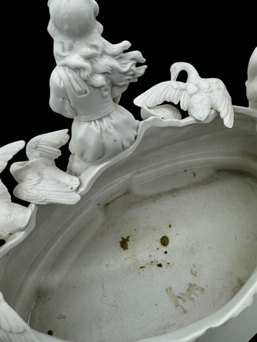 Antiguo centro de mesa Art Nouveau de porcelana blanca alemana Hertwig Katzhutte - Imagen 12 de 16