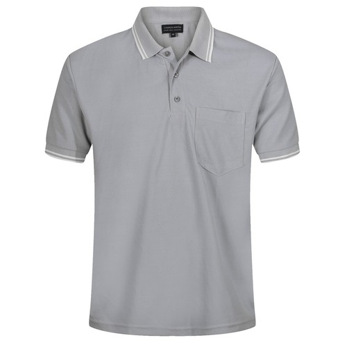 Mens Polo Shirts Short Sleeve Regular Fit Plain Tipped Plain Pique Casual Top - Picture 35 of 46