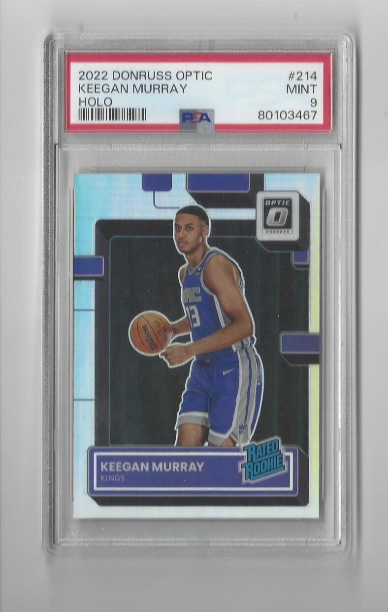 2022-23 Optic Silver Holo #214 Keegan Murray Rookie RC Kings - PSA 9